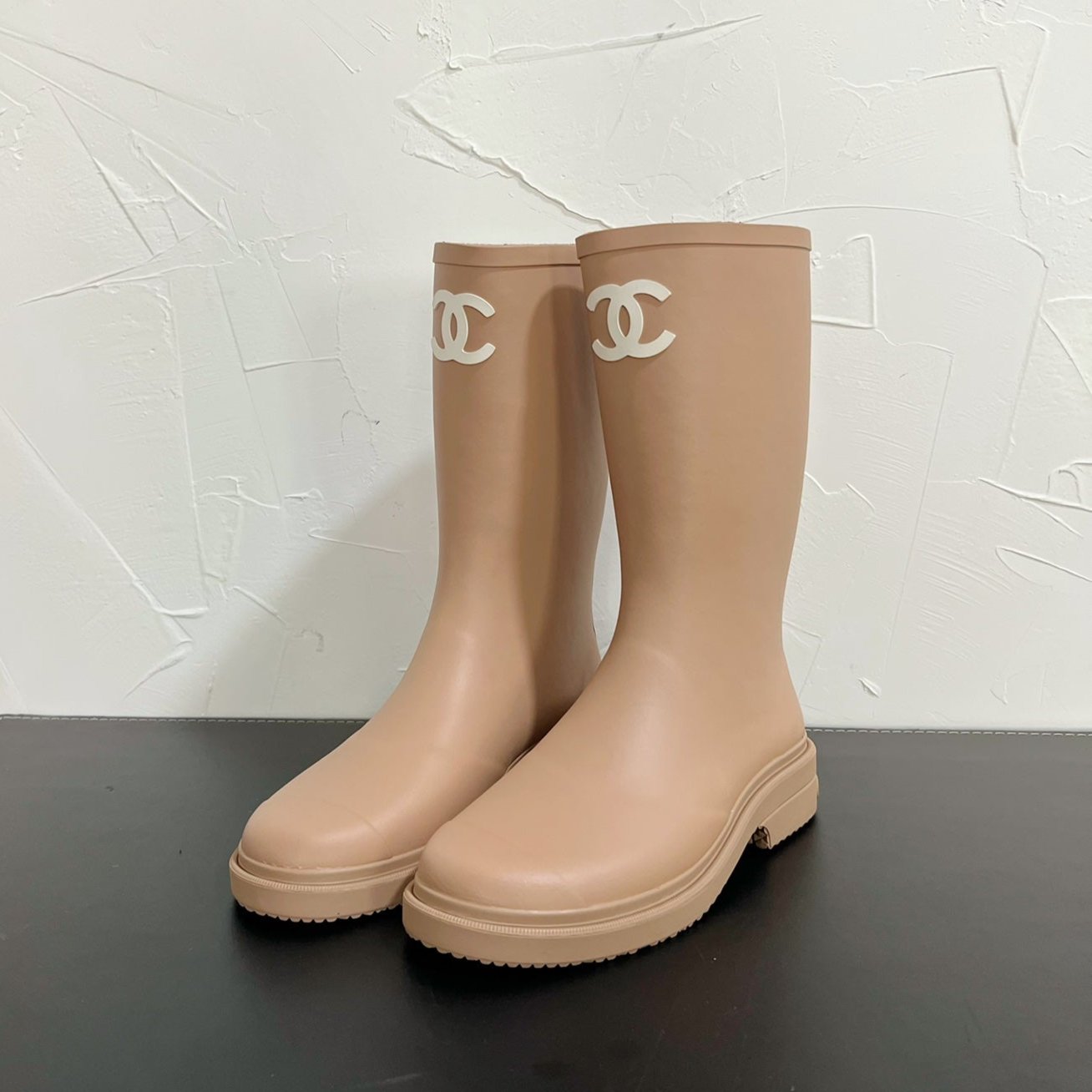 CC High Boots Beige Natural Rubber 949644