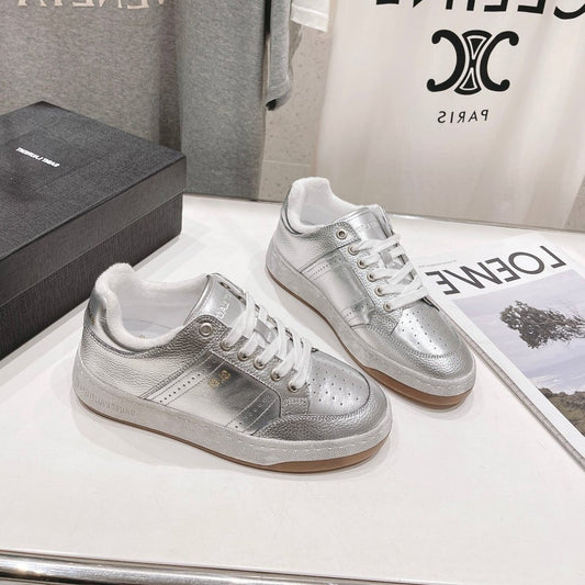 SL SL/61 SNEAKERS SILVER PERFORATED CALFSKIN