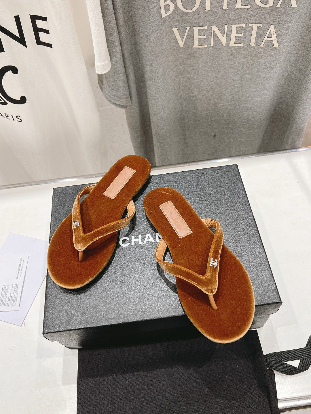 cc thong sandal brown velvet