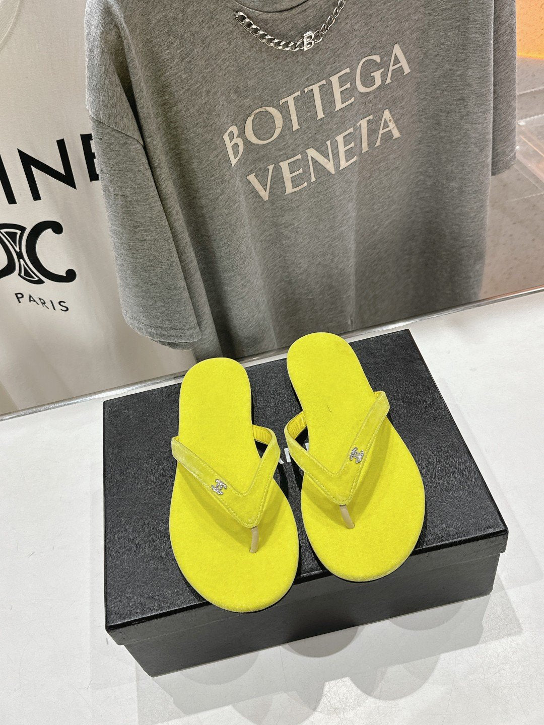 cc thong sandal yellow velvet