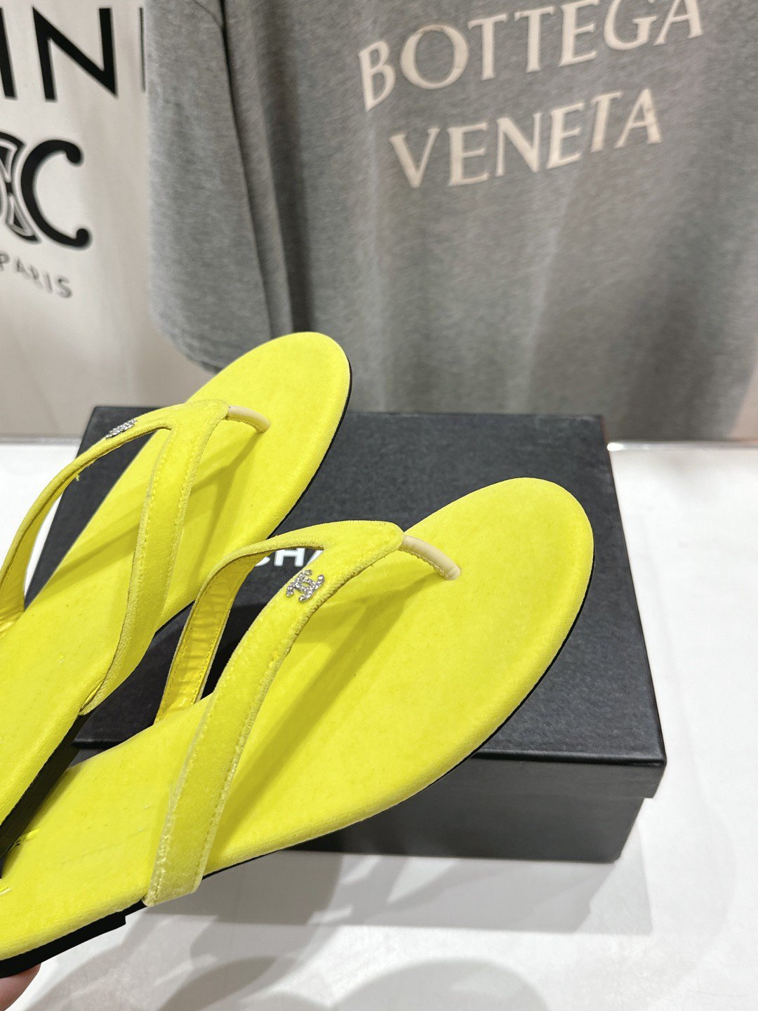 cc thong sandal yellow velvet