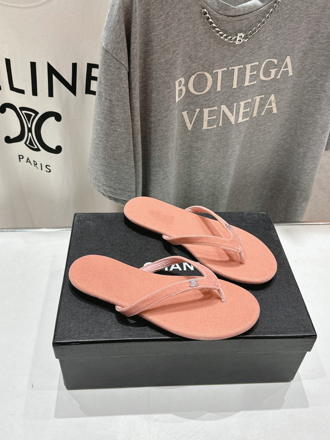 cc thong sandal peachy pink velvet