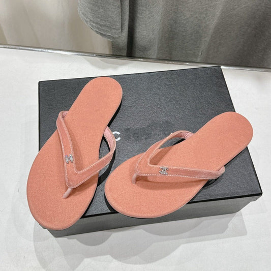 cc thong sandal peachy pink velvet