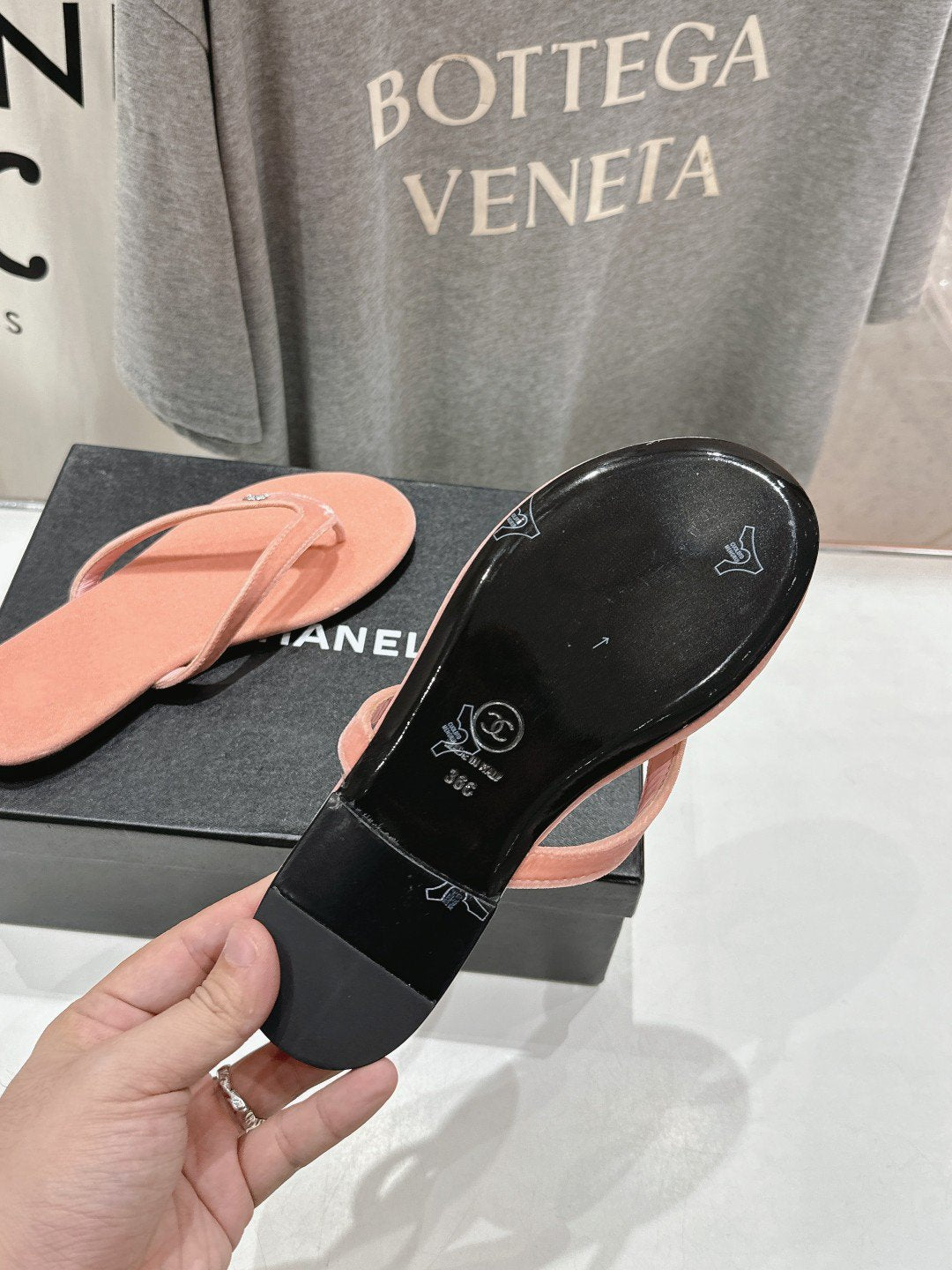 cc thong sandal peachy pink velvet