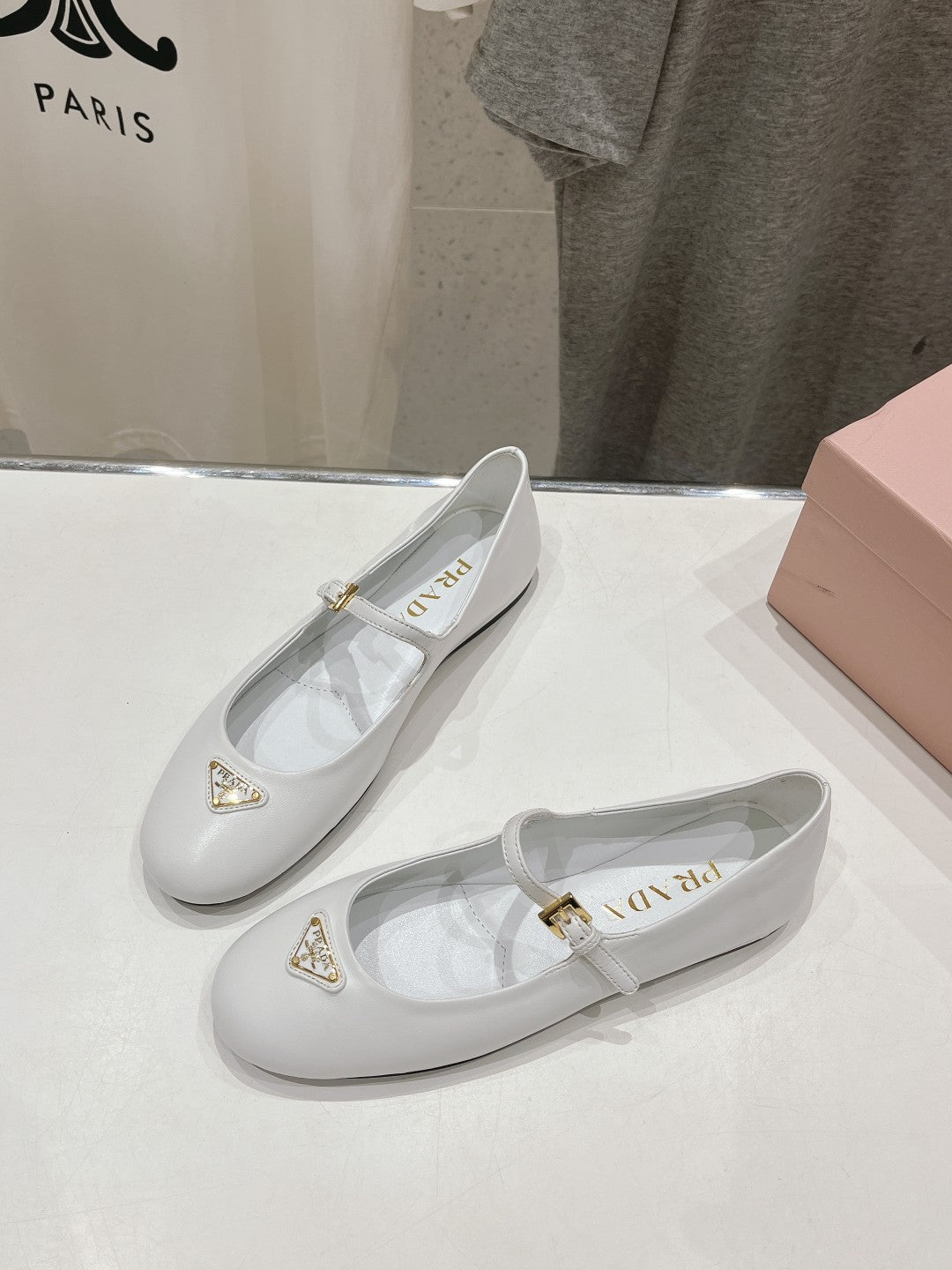 PRA NAPPA LEATHER BALLERINAS WHITE