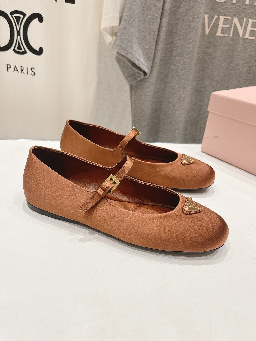 PRA SATIN BALLERINAS BROWN