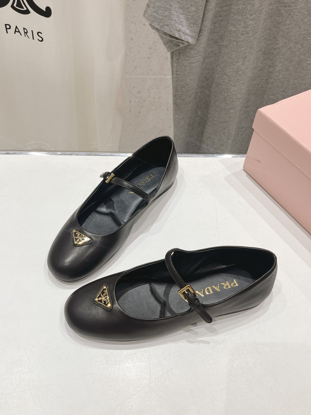 PRA NAPPA LEATHER BALLERINAS BLACK