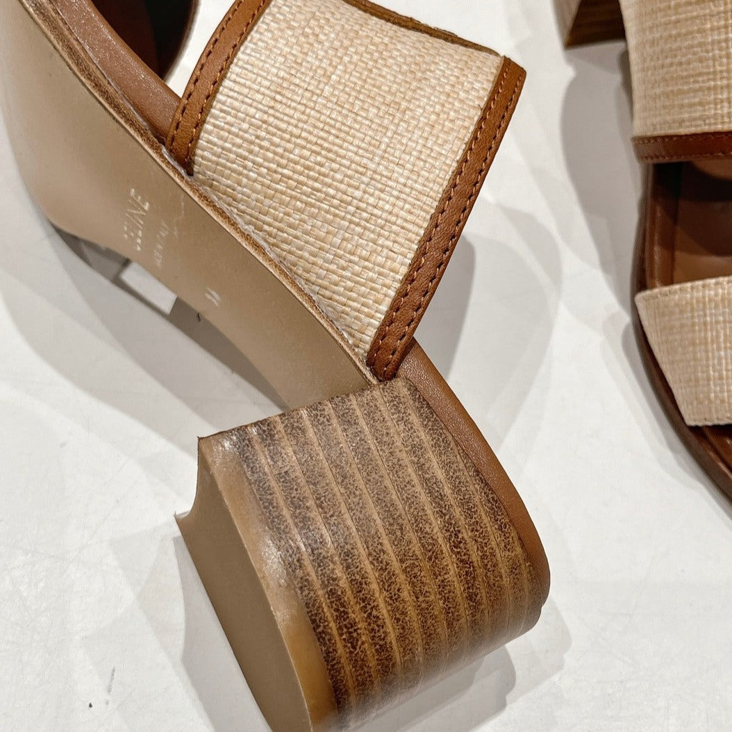 APPOLINE MULE IN RAFFIA & CALFSKIN BEIGE / TAN