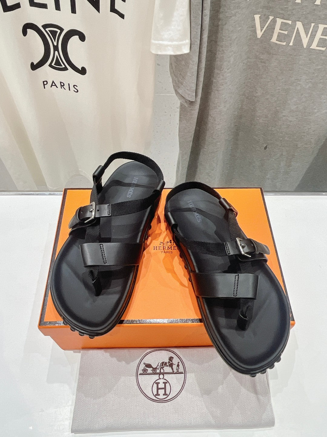 SANDAL BRAIDED 30 BLACK CALFSKIN