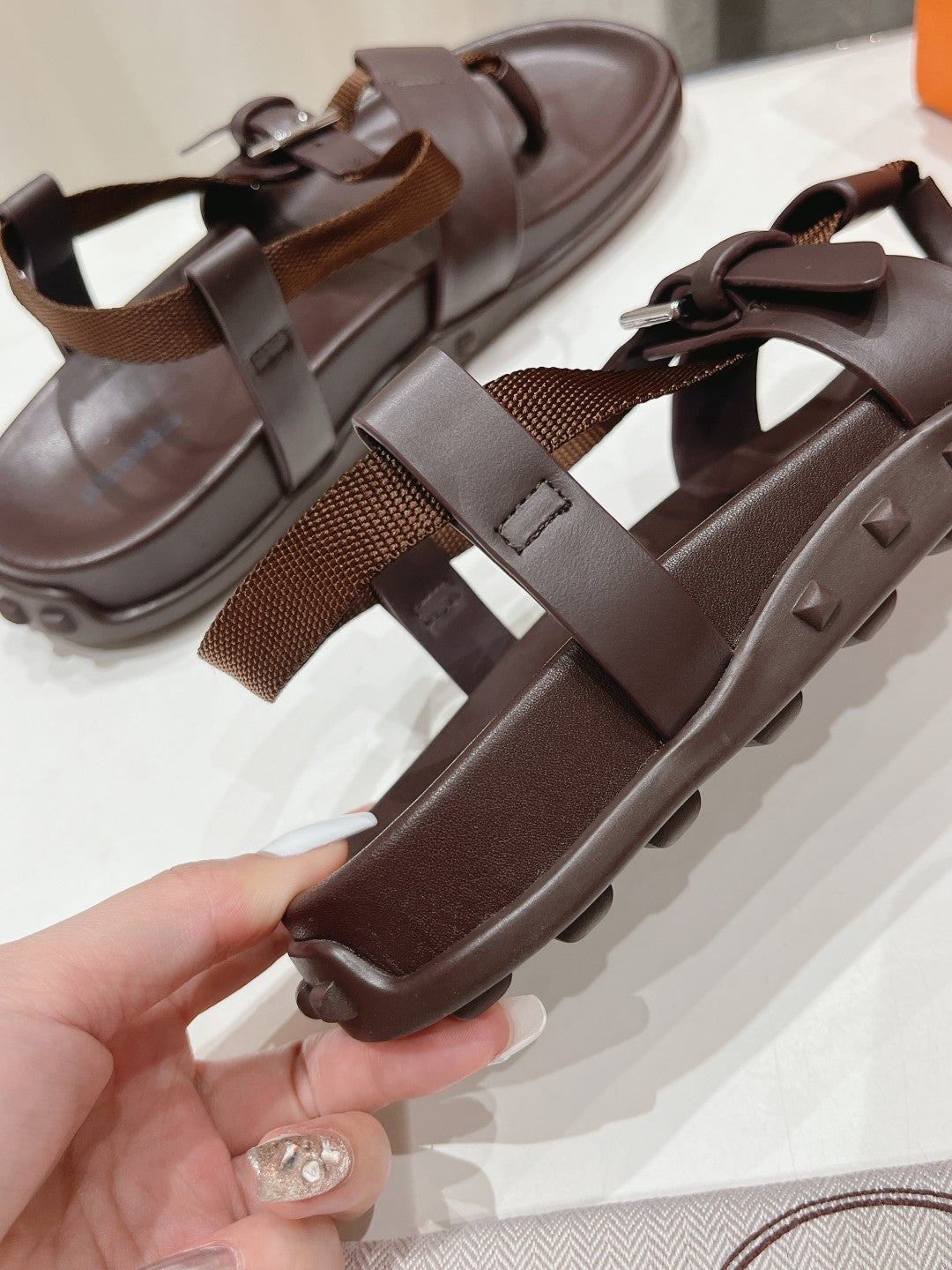 SANDAL BRAIDED 30 CHOCOLATE CALFSKIN