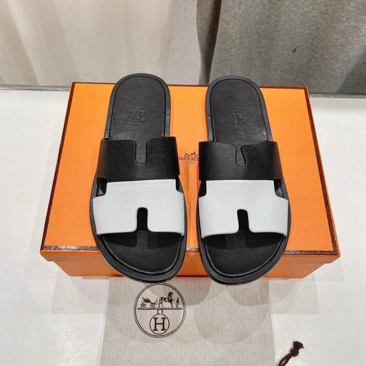 IZMIR SANDAL BLACK MIX WHITE LAMBSKIN