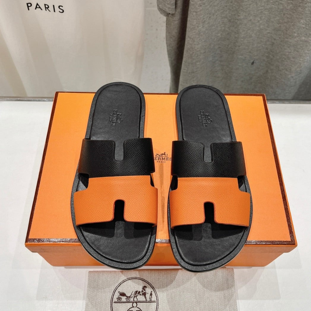 IZMIR SANDAL BLACK MIX ORANGE LAMBSKIN