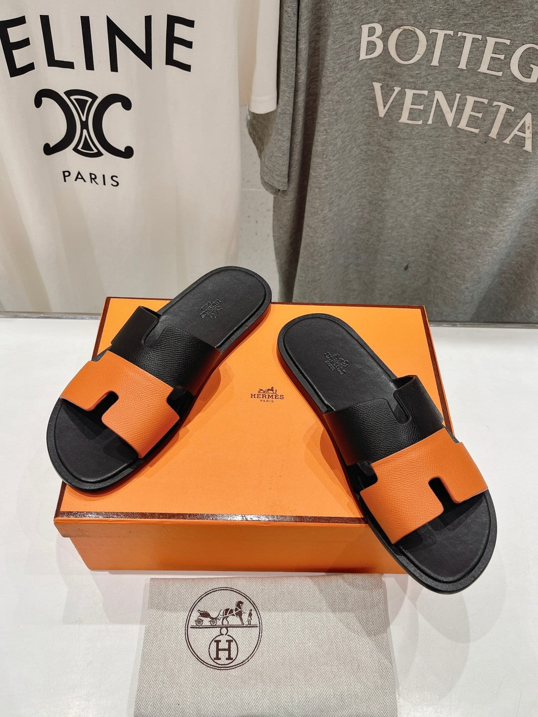 IZMIR SANDAL BLACK MIX ORANGE LAMBSKIN