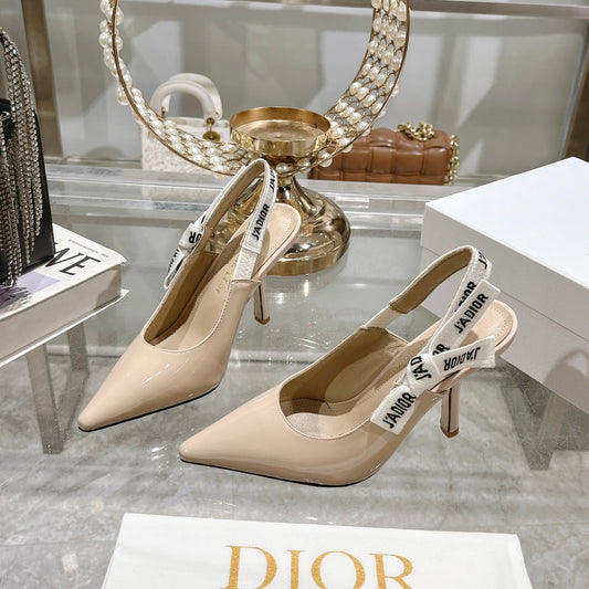 JAdior Slingback 85 Beige Patent Calfskin