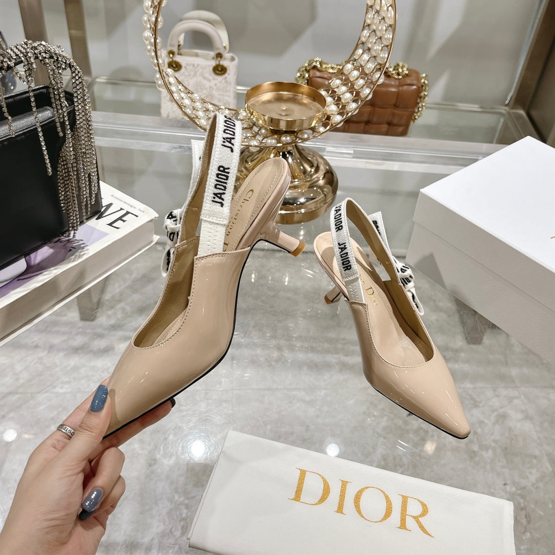 JAdior Slingback 55 Beige Patent Calfskin