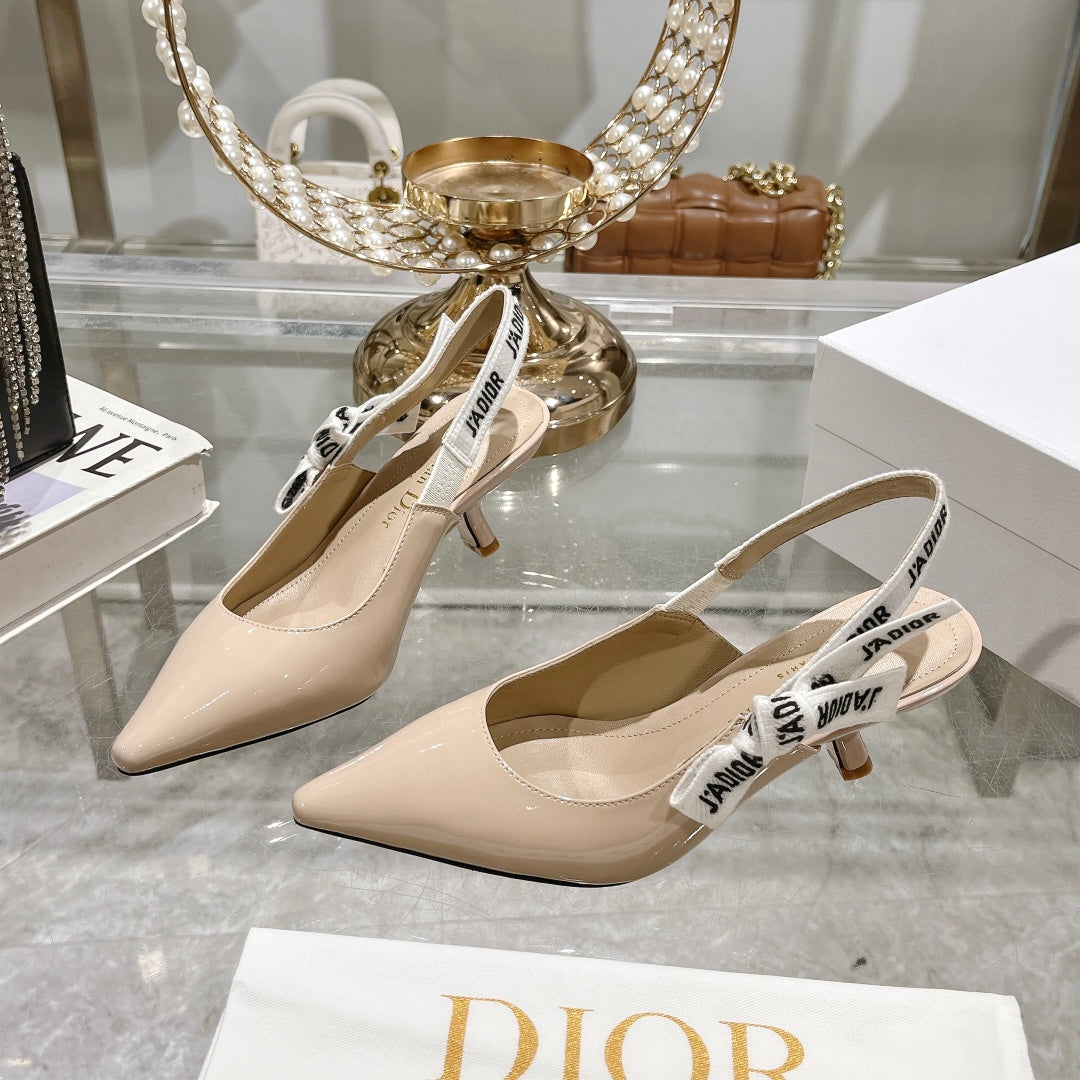 JAdior Slingback 55 Beige Patent Calfskin