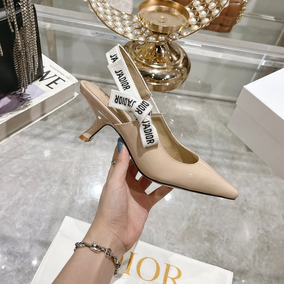 JAdior Slingback 55 Beige Patent Calfskin