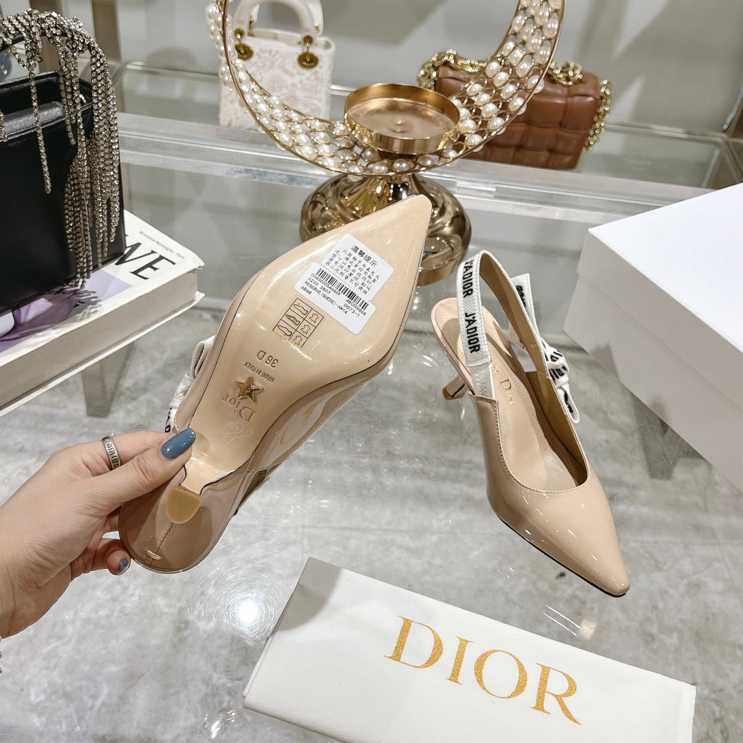 JAdior Slingback 55 Beige Patent Calfskin