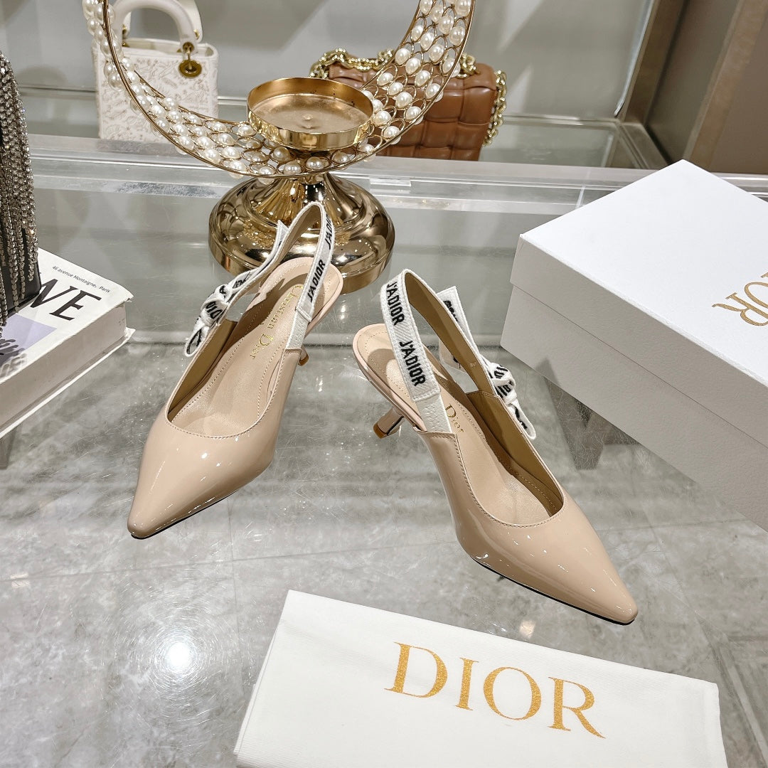 JAdior Slingback 55 Beige Patent Calfskin