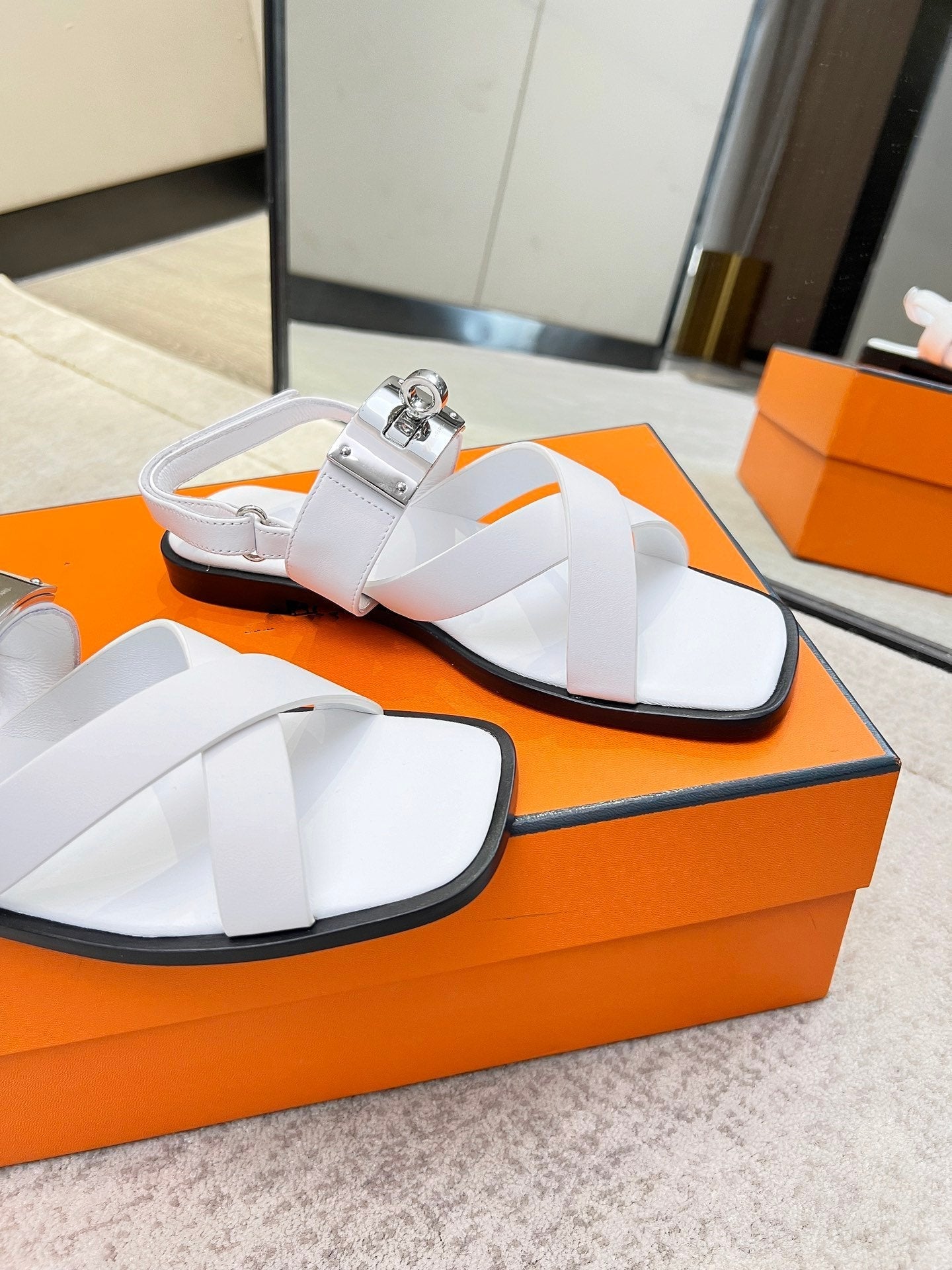 Ines sandal white calfskin