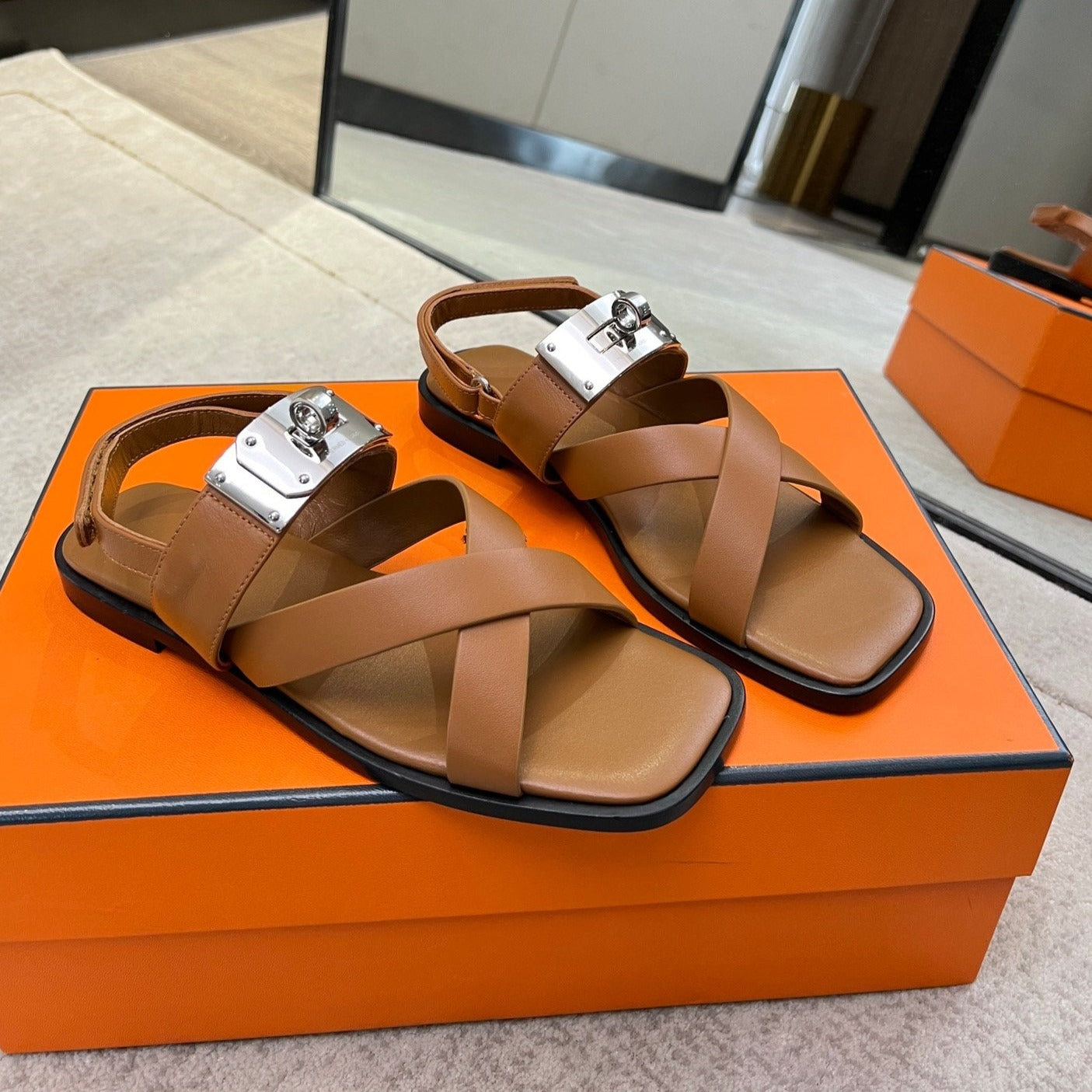 Ines sandal brown calfskin