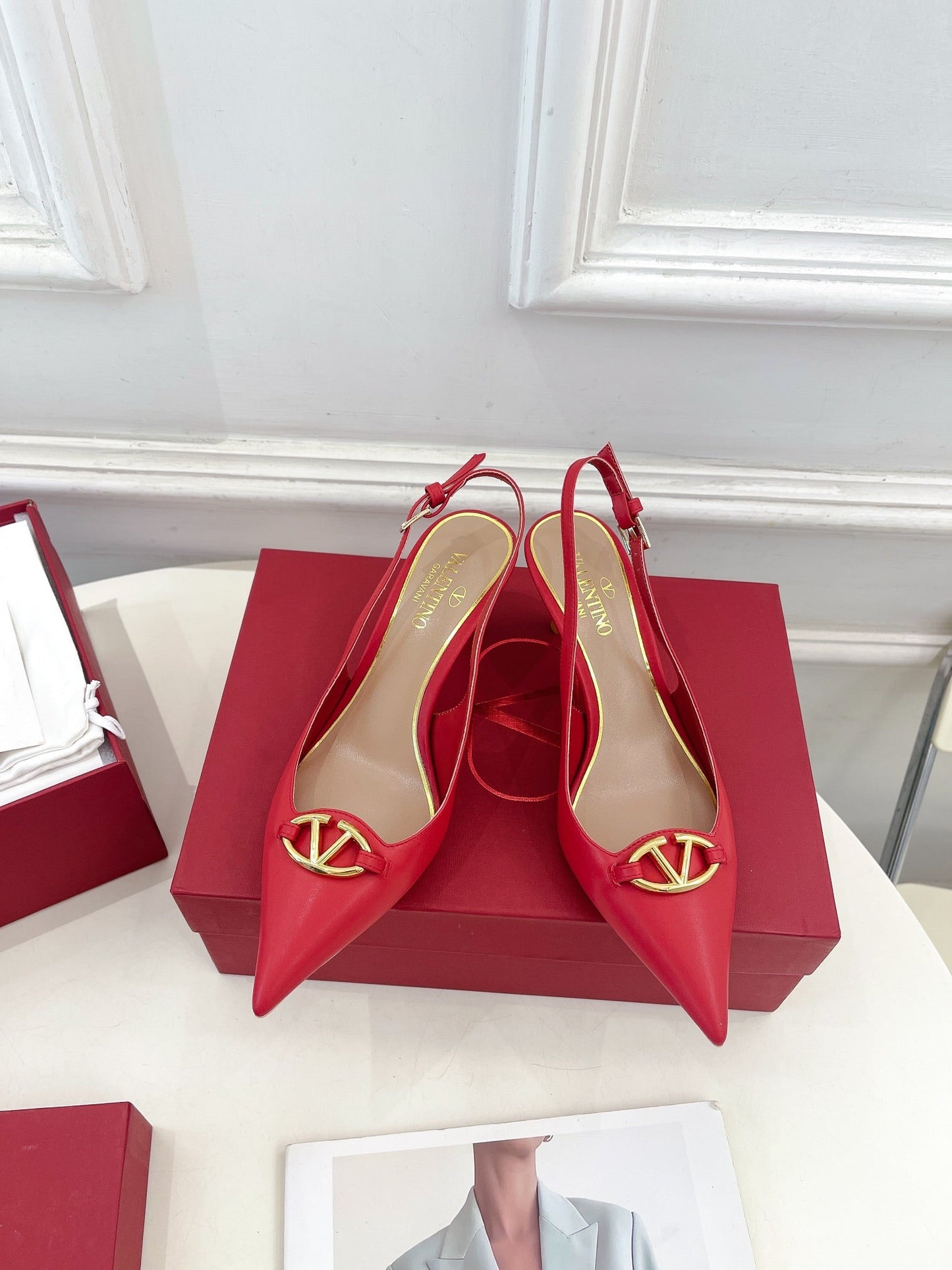 The Bold Edition Vlogo Slingback 60 Red Calfskin