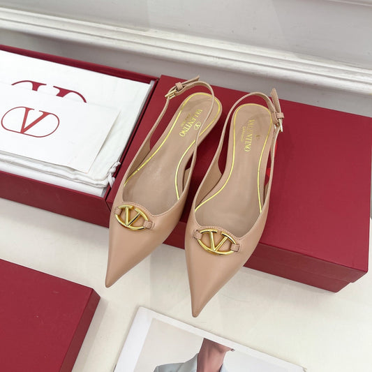 The Bold Edition Vlogo Slingback Flat 20 Beige Calfskin