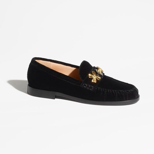 moccasins black velvet metal