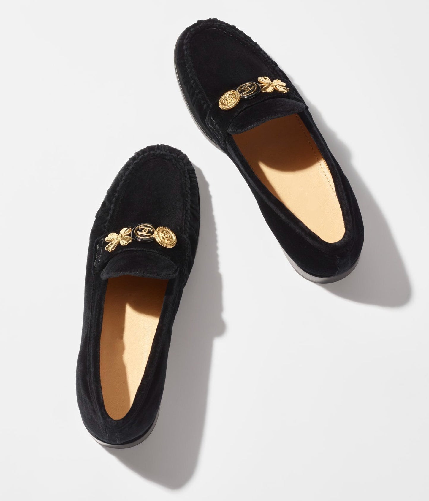 moccasins black velvet metal