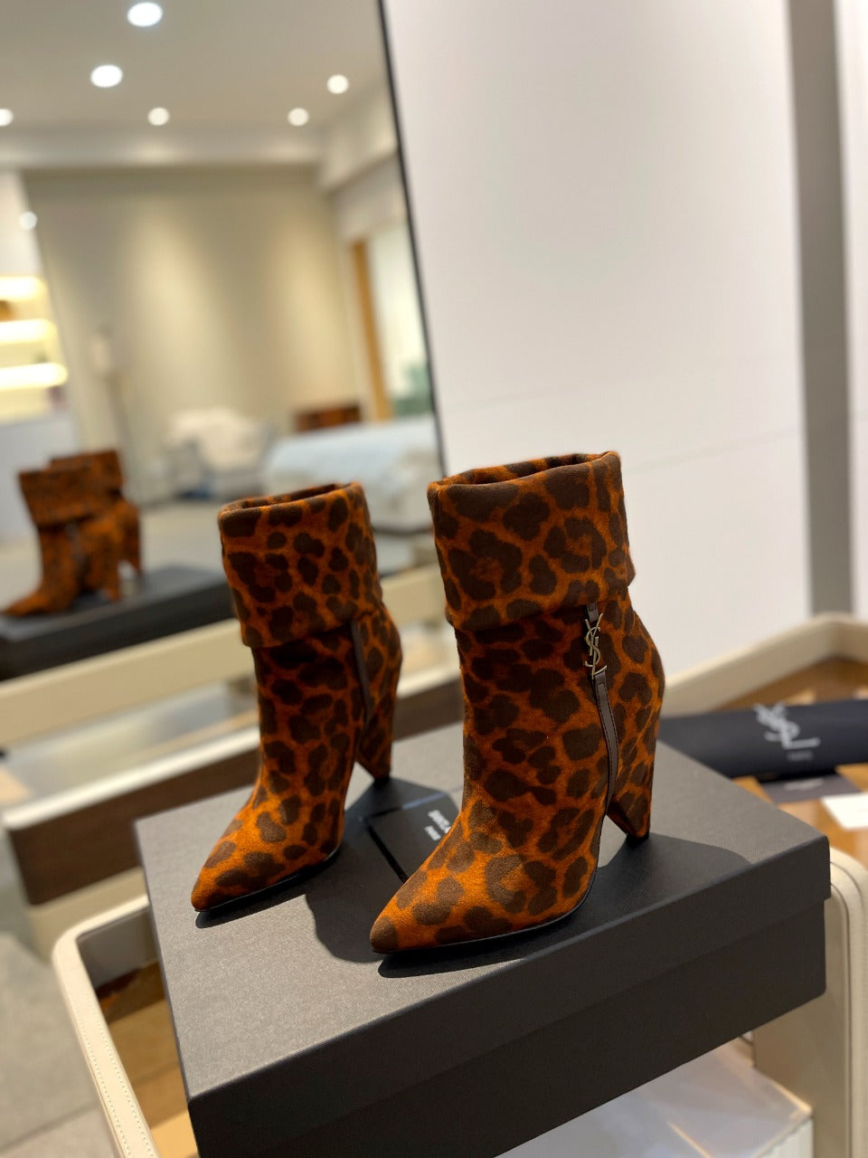 SL NIKI BOOTIES LEOPARD BRICK SUEDE