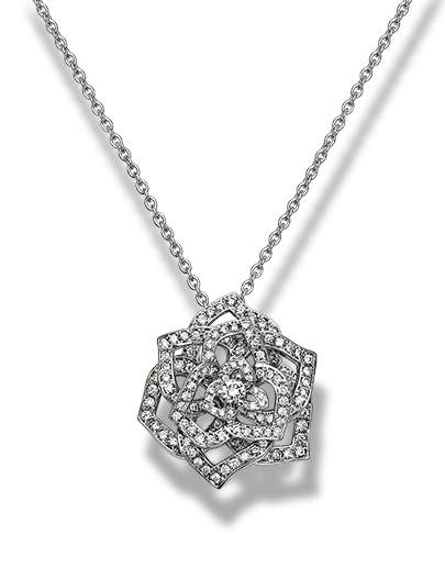 ROSE PEDANT SILVER DIAMOND NECKALCE