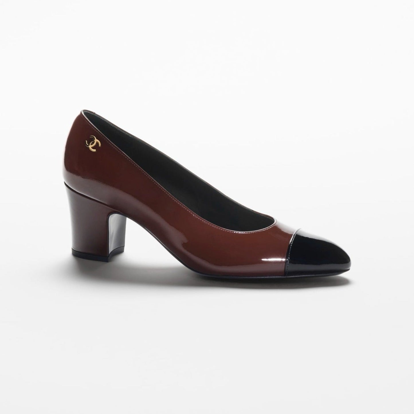 pumps dark brown black patent calfskin