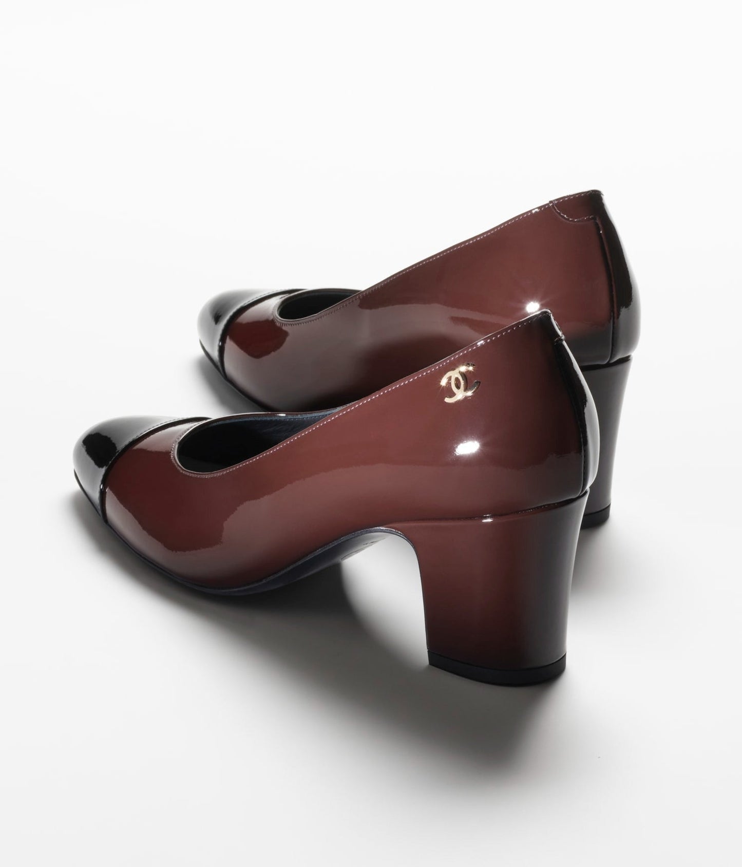 pumps dark brown black patent calfskin