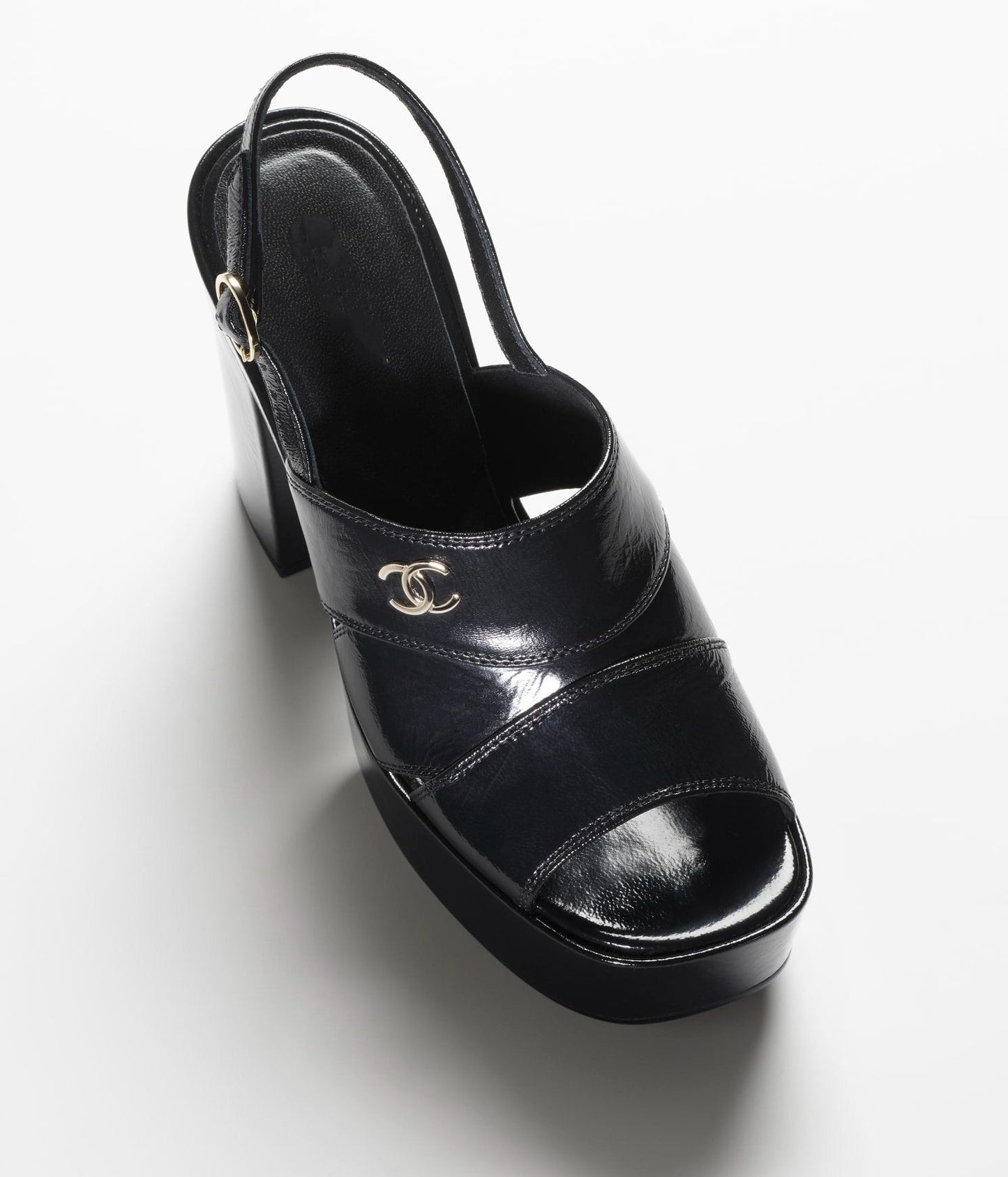 sandals black patent crumpled lambskin