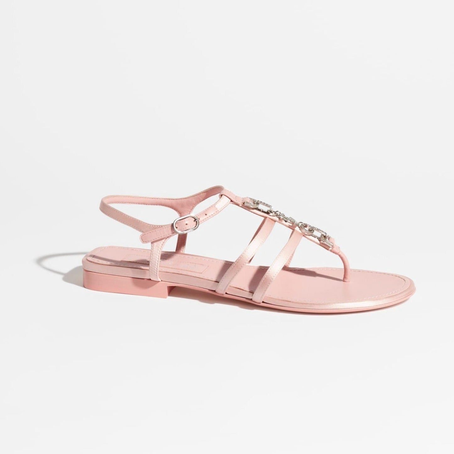 sandals light pink satin metal