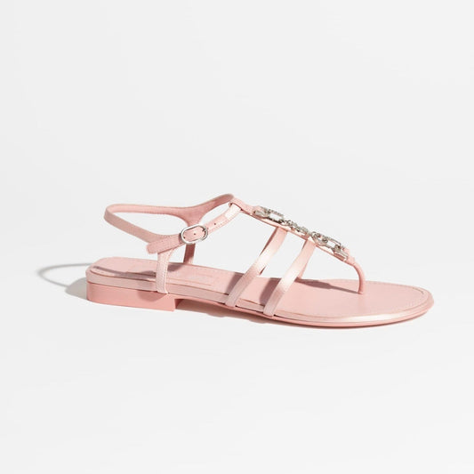 sandals light pink satin metal