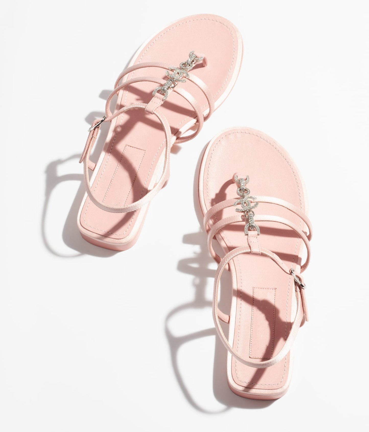 sandals light pink satin metal