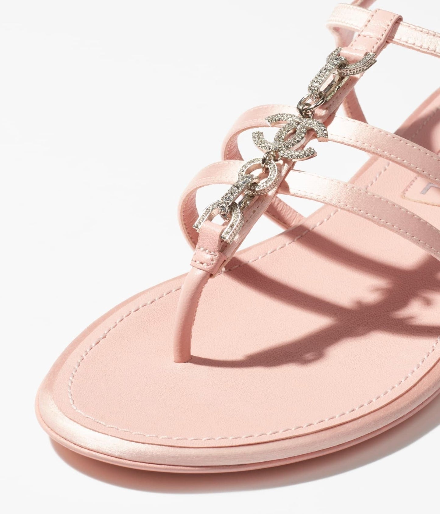 sandals light pink satin metal