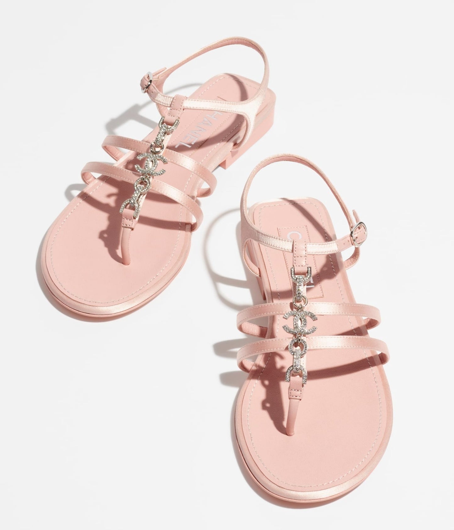 sandals light pink satin metal