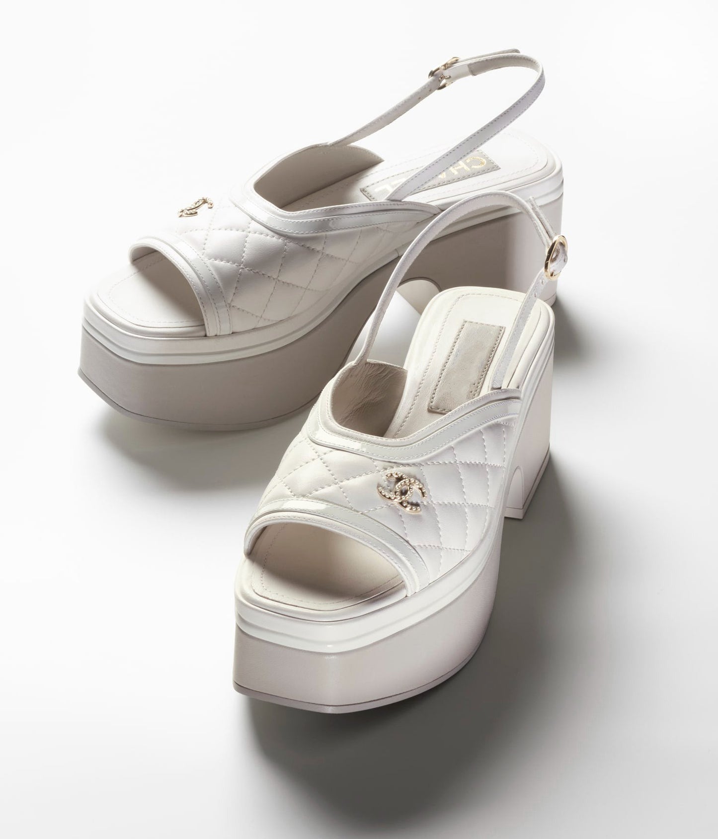 sandals white lambskin patent