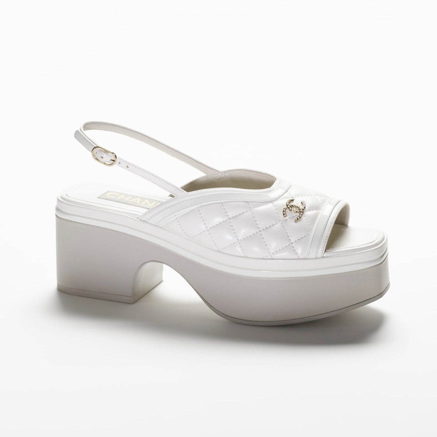 sandals white lambskin patent