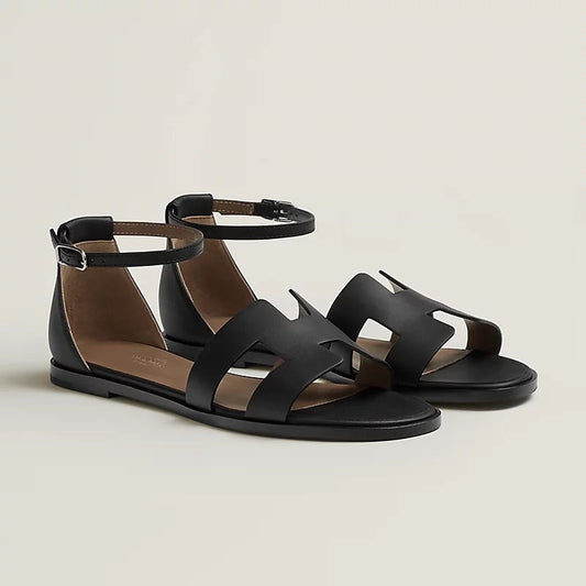 SANTORINI SANDAL BLACK CAFFSKIN