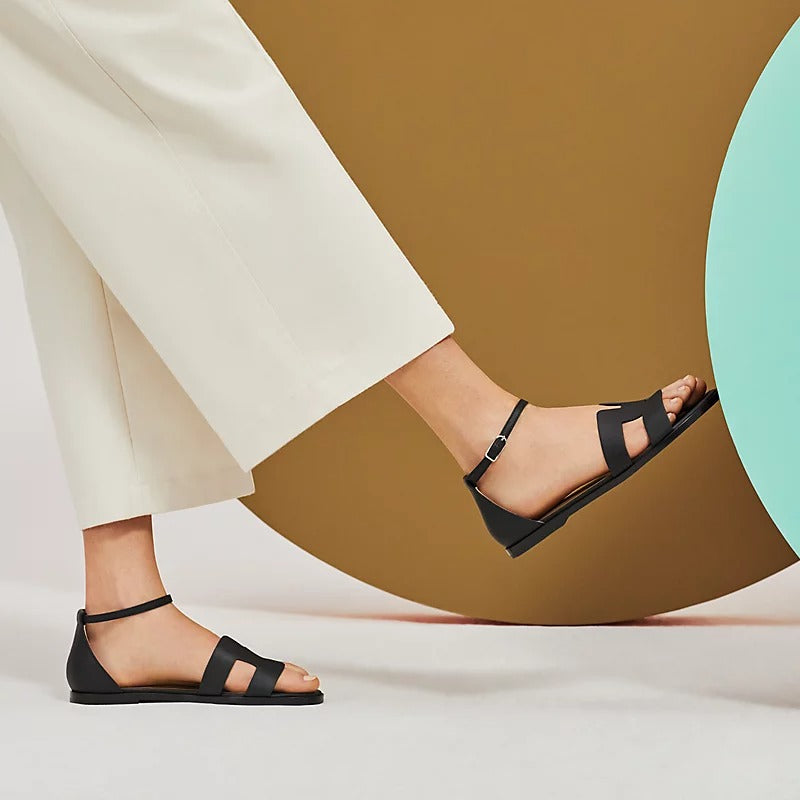 SANTORINI SANDAL BLACK CAFFSKIN