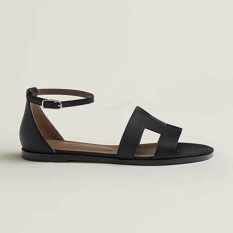 SANTORINI SANDAL BLACK CAFFSKIN