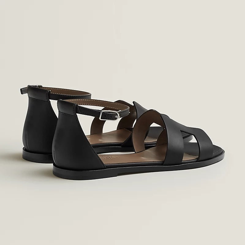 SANTORINI SANDAL BLACK CAFFSKIN