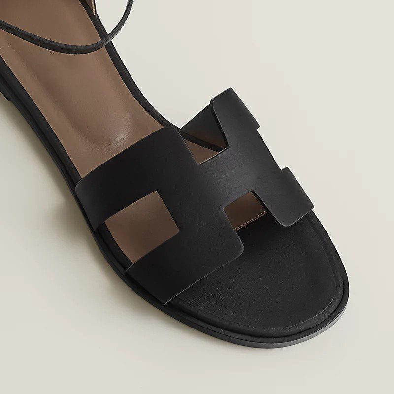 SANTORINI SANDAL BLACK CAFFSKIN