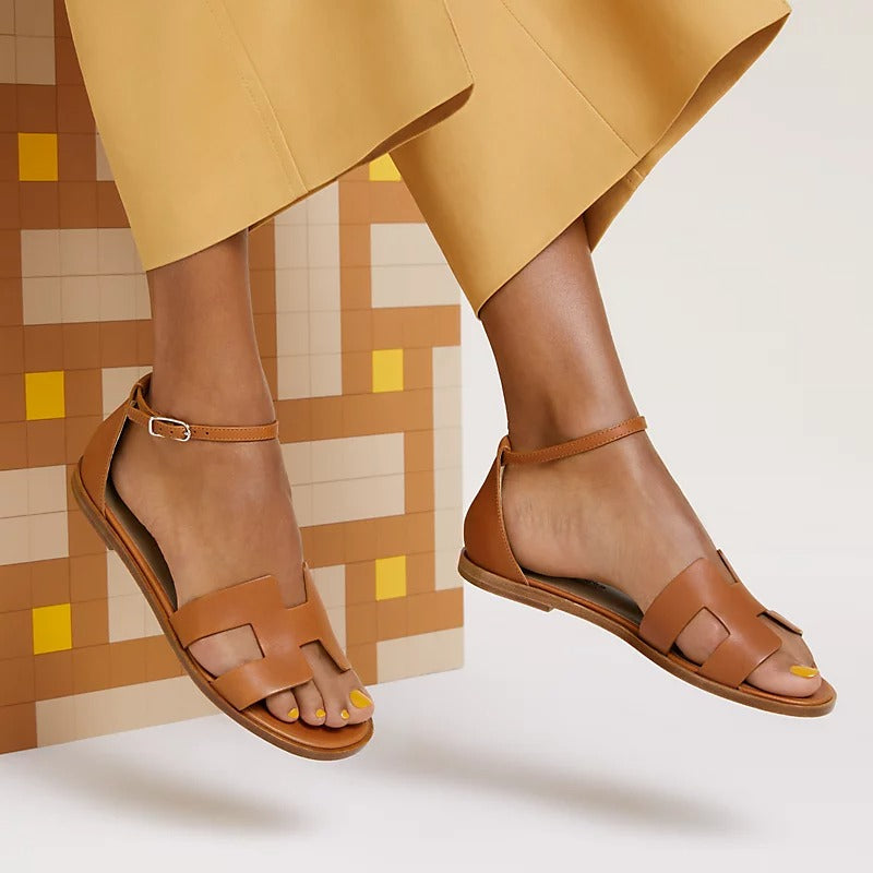 SANTORINI SANDAL CARAMEL CALFSKIN