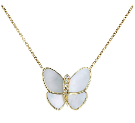 BUTTERFLY GOLD MOP DIAMOND NECKLACE