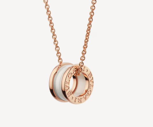 ZERO 1 WHITE CERAMIC PINK GOLD NECKLACE