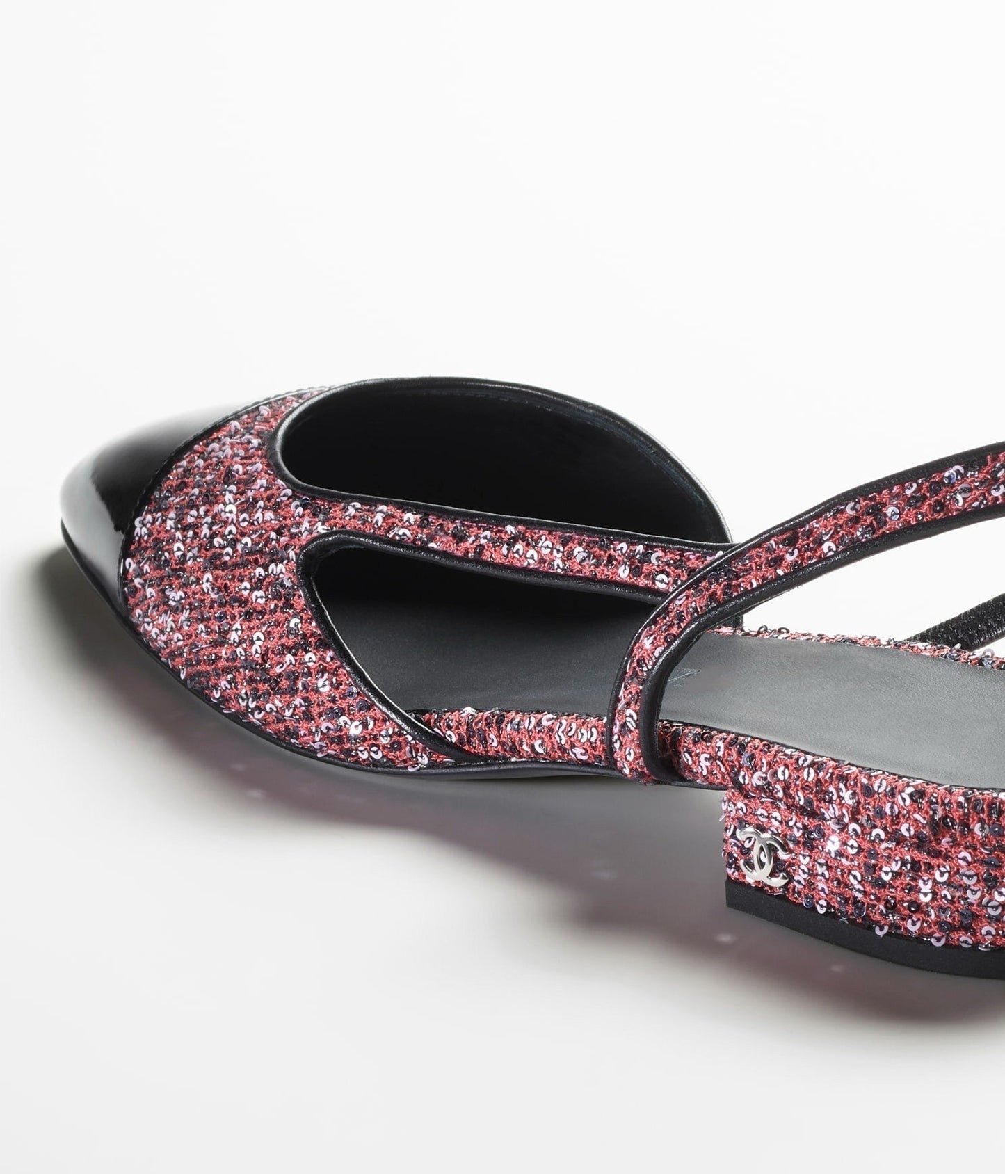 tweed slingbacks pink white silver black